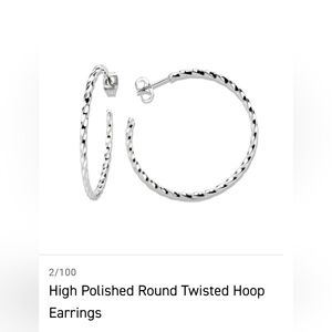 Polished Silver Twisted Hoop Earrings